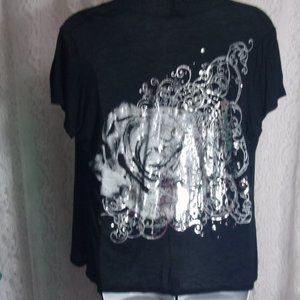 Black and Silver Waterfall Kimono Top Candy Rain